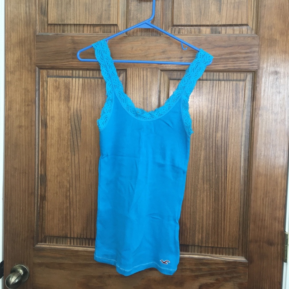 Electric blue Hollister tank top with lace straps